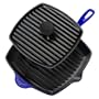 Le Creuset Enameled Cast-Iron Panini Press and Skillet Grill, Cobalt Blue