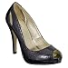 Women's Mossimo� Vida Peep-Toe Pumps - Black Snake Image