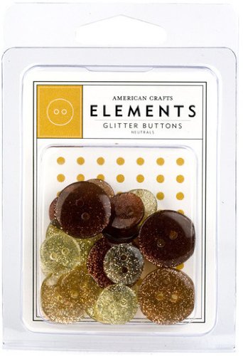 American Crafts Elements Glitter Buttons, Neutrals