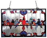Stained Glass Family Birds Window Panel - 32x20
