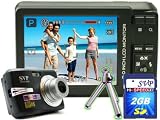 SVP Xthinn-8368 Black 10MP Max 3x Optical Zoom 3 LCD Digital Camera (2GB SVP High Speed SD Memory Card & Tripod Included)