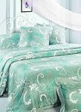 4-pc Elegant Light Green Floral Duvet Cover Bedding Set Full / Queen Size