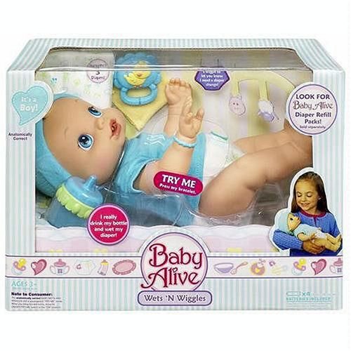 Childrens Toyshop  Toys : Baby Alive Wet n Wiggles Boy Doll