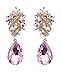 Elegant Vine Patterned Teardrop Gemstone Fashion Clip on Dangling Earrings