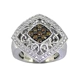 1/3 CT Champagne Diamond Ring In Sterling Silver