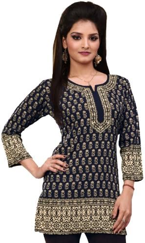 Indian Tunic Top Womens Kurti Embroidered Blouse India Clothes