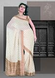 Cream Brasso Sequined Embroidered Georgette Sari