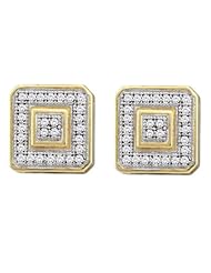 10K Yellow Gold 0.15CT White Diamond Micro Pave Earrings