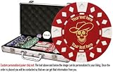 Custom Poker chip Set: Skull (#1) image & your custom text printed on the chips. 300 11.5 gram chip w/case & more.