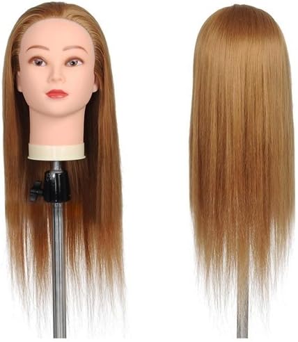 24" Mannequin Head w/ 50% Real Human Hair & Holder