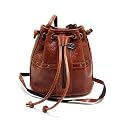 Chic Petite Chocolate Drawstring Pouch Bag with Shoulder Strap