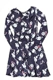 Rochas Womens Floral Long Sleeve V Neckline Flared Silk Dress
