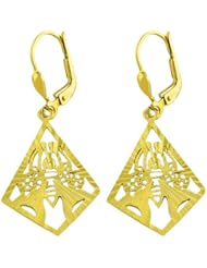 14 Karat Yellow Gold Diamond-Cut Chandelier Earrings