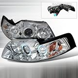 99 00 01 02 03 04 Ford Mustang Halo Projector Headlights - Chrome (Pair) by