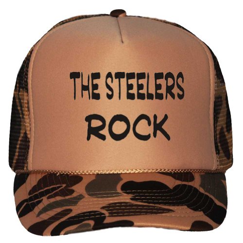 The Steelers Rock Adult Brown Camo Mesh Back Hat / Baseball Cap