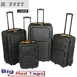CS6210 BLACK Rolling Travel Luggage Set 4 pc duffel bag