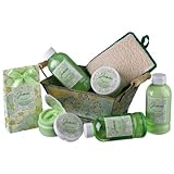 Coffret cadeau de 7 soins pour le corps Jasmin 800528 dans un panier acier