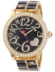 Betsey Johnson Womens BJ00198-02 Analog Gold and Black Bracelet Watch