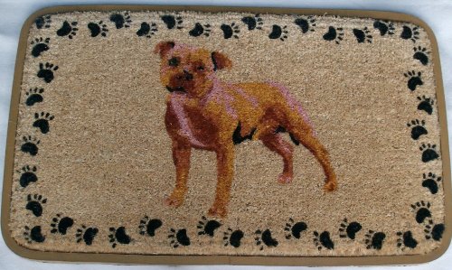 Staffie Design Rubber Backed Coir Door Mat