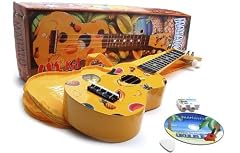 Yellow Ukulele Starter Kit: DVD, Case, Tuning Pitch Pipes and 'Fruit Print' Ukelele
