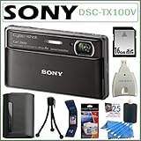 Sony Cyber-Shot DSC-TX100V/B 16.2MP Digital Camera with 3D Sweep Panorama in Black + 16GB Accessory Kit