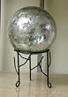 Silver Leaf Glass Ball with Tabletop Black Twig Stand (5 inch)