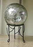 Silver Leaf Glass Ball with Tabletop Black Twig Stand (5 inch)