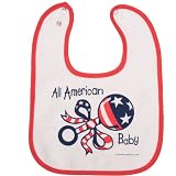 Red Trim All American Baby Rattle Bib