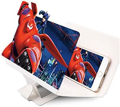 JackRoth Portable Cell Phone Screen Magnifying Bracket Enlarge Display Folding Leather Case Holder (White)