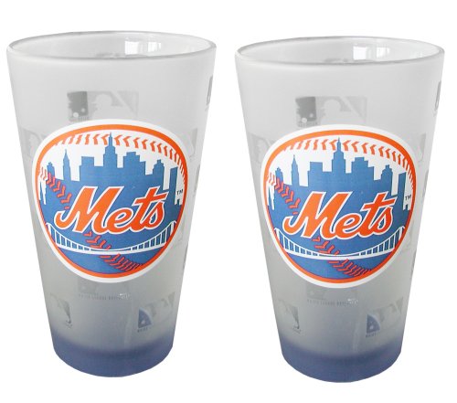 New York Mets Frosted Pint Glass (16-Ounce, Set of 2)