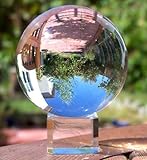 Amlong Crystal Meditation Ball Globe with Free Crystal Stand, 80mm, Clear