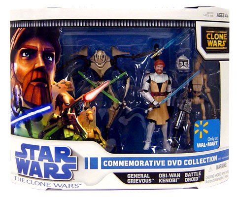 51 Lq1w VbL Star Wars Clone Wars Animated Exclusive Action Figure 3 Pack Commemorative DVD Collection 1 (Obi Wan Kenobi, General Grievous and Battle Droid)