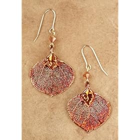 Irridescent Aspen Leaf Earrings. Made with Real Leaf! by 