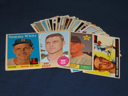 25 Different Vintage Boston Red Sox Topps Baseball Cards from 1955-1969 - Shipped in Protective Display Album!