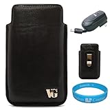 Slidyn Black Leather Carrying Case Holster with Polished Stainless Steel Be ....