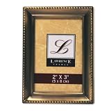 Lawrence Frames Antique Gold Brass 2x3 Picture Frame - Beaded Edge Design