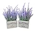 Butterfly Craze Artificial Lavender Plant with Silk Flowers for Wedding Decor and Table Centerpieces (Lavender w/White Pot Set of 2)