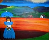 CARIBBEAN FACELESS DOLL Original Acrylic Oil Painting on Canvas By Elias Salazar