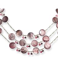 Sterling Silver Cherry Quartz/Garnet/Cultured Mother of Pearl Necklace