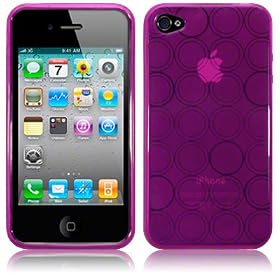 NEW IPHONE 4S / IPHONE 4 CIRCLES DESIGN GEL CASE - HOT PINK PART OF THE QUBITS ACCESSORIES RANGE