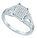 10KWG Diamond Micro Pave Ring With 0.20CT Diamonds Covering Two Side Hearts And A Square Centerpiece