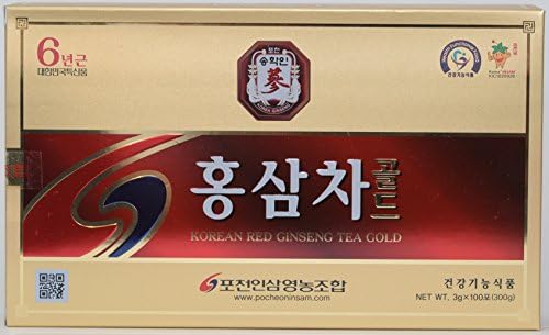 Pocheoninsam Korean Red Ginseng Tea Gold 100 bags