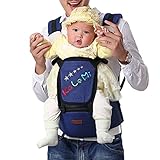 DEHANG ベビーキャリア 子供を抱っこするサポーター 多機能 通気性 ショルダーベビーリング 赤ちゃん 抱っこひも おんぶ紐 綿(ブルー)