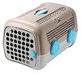 Petego United Pets A.U.T.O Pet Carrier - Tan Gray with Light Blue Wheels - 14.5 Inches by 20 Inches by 13 Inches