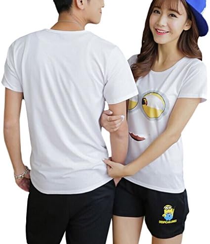 Cartoon Matching Love Tees for Couples Minions Shirts Despicable Me Unisex T-Shirt , Yellow