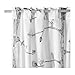 Ikea Tree and Bird Pattern Thin Curtains, 1 Pair, White/black