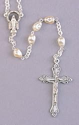 Wedding Rosary - 5mm AB Faceted Glass Beads - 20" Silver Plated Chain - IMPORTED FROM ITALY - Boxed