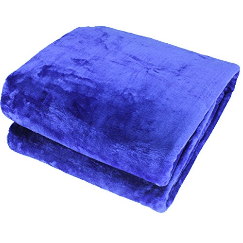 Simple Deluxe 78 by 90-Inch Solid Mink Blanket, Queen, Navy Blue