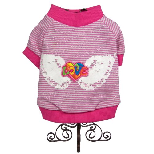 Dog and Cat Glittery High Quality T-SHIRT – Small – Neon Pink – Mommy, Look .. I Have Wings – Only 1 Left