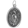 Sterling Silver Nuestra Se&ntilde;ora de Guadalupe / St. Juan Diego Oval-shaped Medal Pendant, 7/8" (23mm) tall